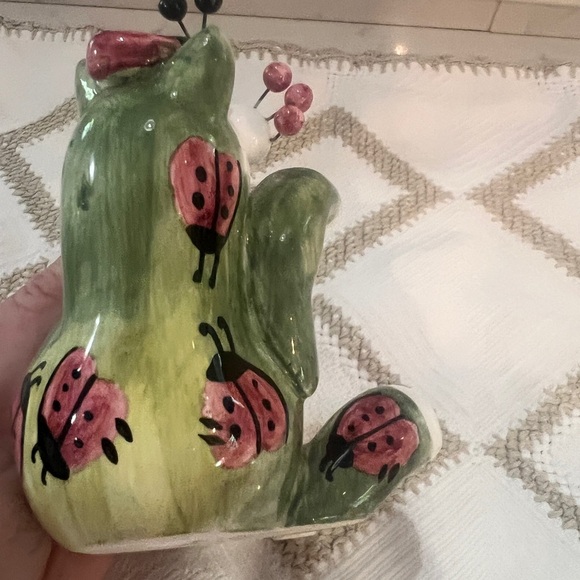 Annaco Creations 2002 Amy Lacombe Whimsiclay Cat with ladybugs - Picture 11 of 12